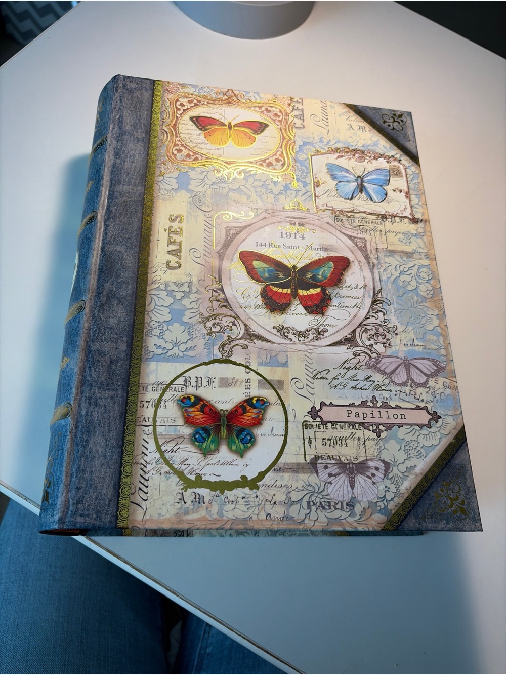 Vintage style Decorative Book Box Butterfly Floral Secret Storage